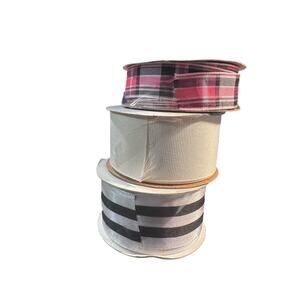 Pink Plaid Ribbon Lot – 3 Rolls